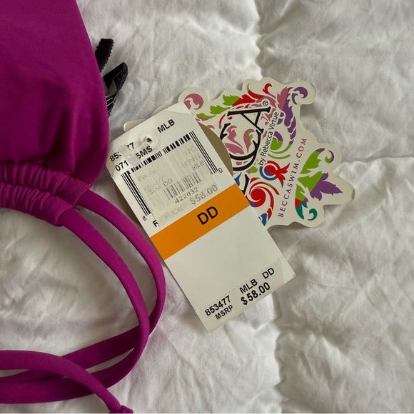{Becca} Purple Halter Neck Bikini Top Adjustable Straps & Remove able Pads | M - Picture 5 of 6